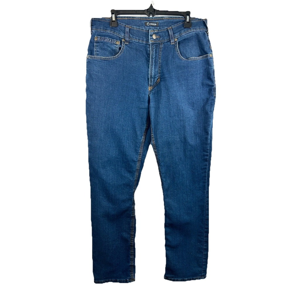 Origin Delta 68 Jeans 34x30 Blue Denim Taper Stretch‎ Performance Made In USA